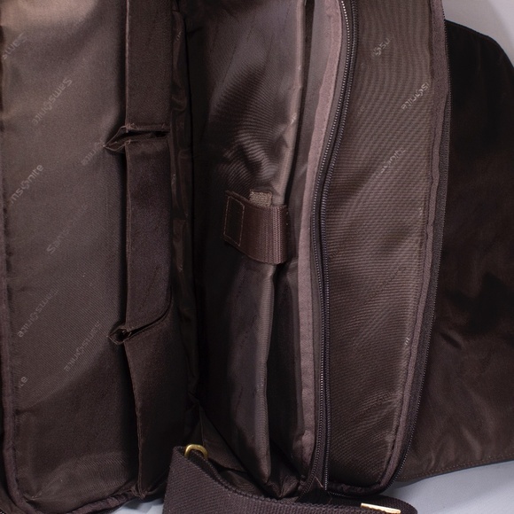 Samsonite Leather Messenger Bag | Brown Leather Flapover Case Double Gusset - Picture 6 of 10